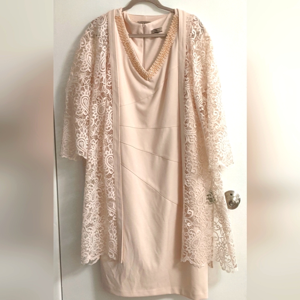 Formal dress with lace jacket